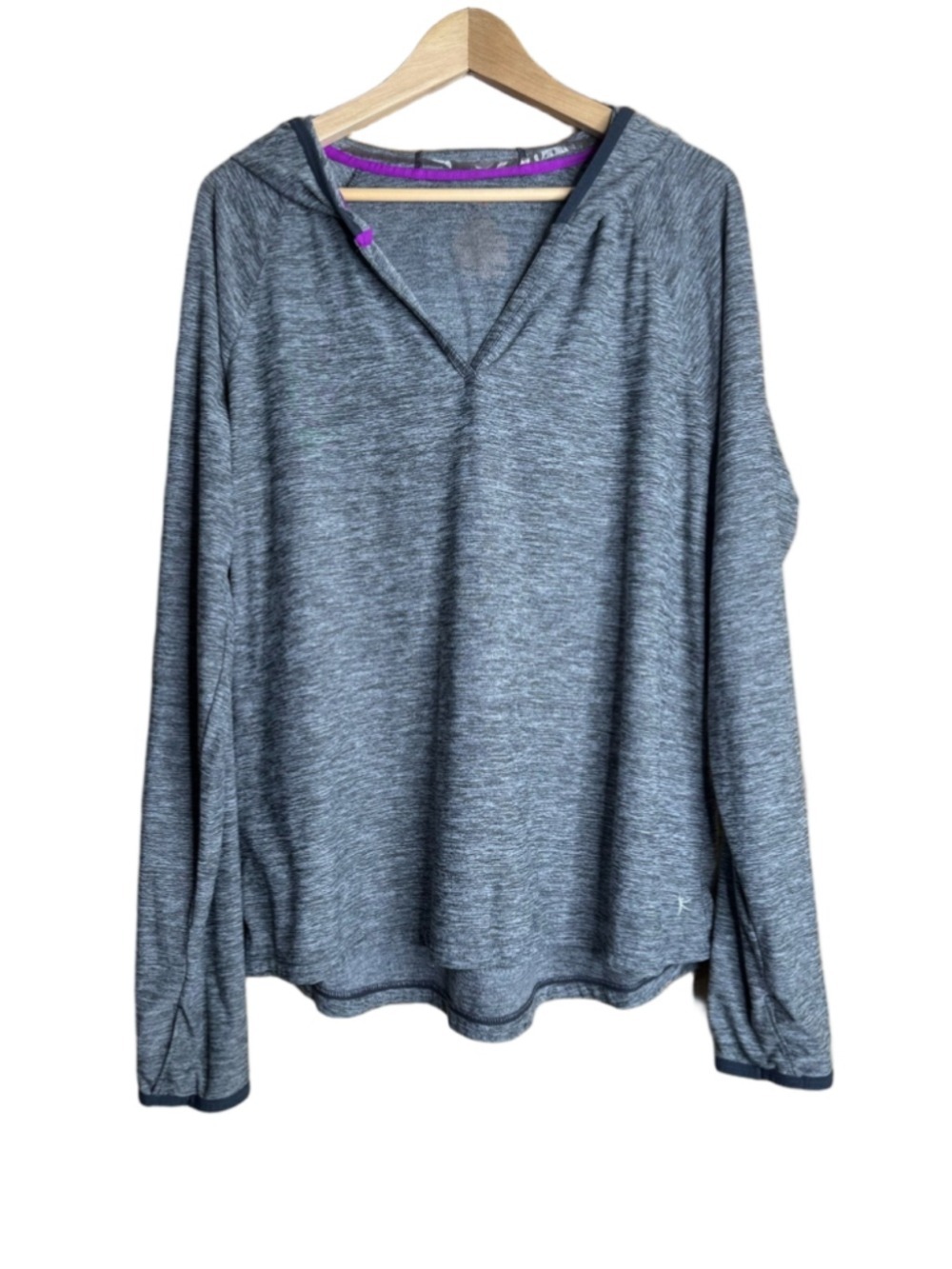 Danskin Now Dri More Heather Gray Lightweight Hooded Pullover size XL